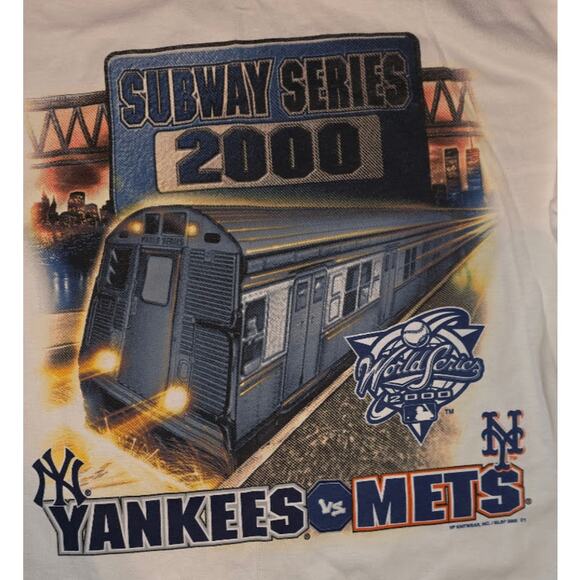 VTG Y2K 2000 Subway Series Yankees VS Mets World Series T Shirt Train XXL - Picture 4 of 8